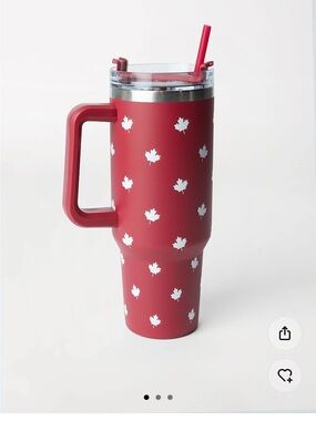 Red Maple Leaf Insulated Travel Tumbler with Handle For Team Canada 🇨🇦